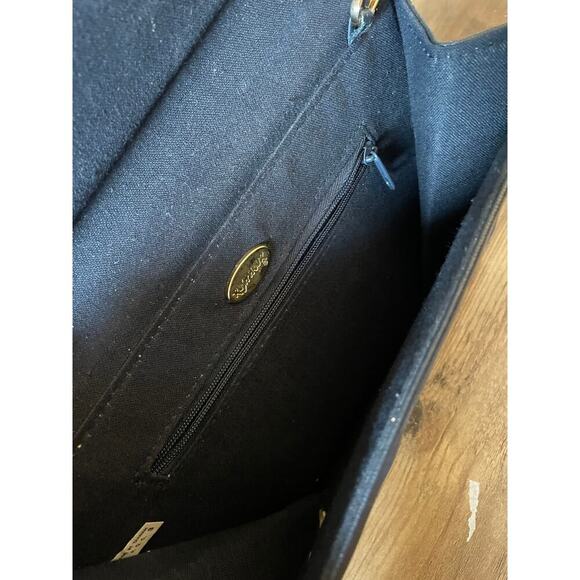 6/$25 Vintage Navy and Gold Faux Leather Convertible Crossbody - Picture 2 of 6